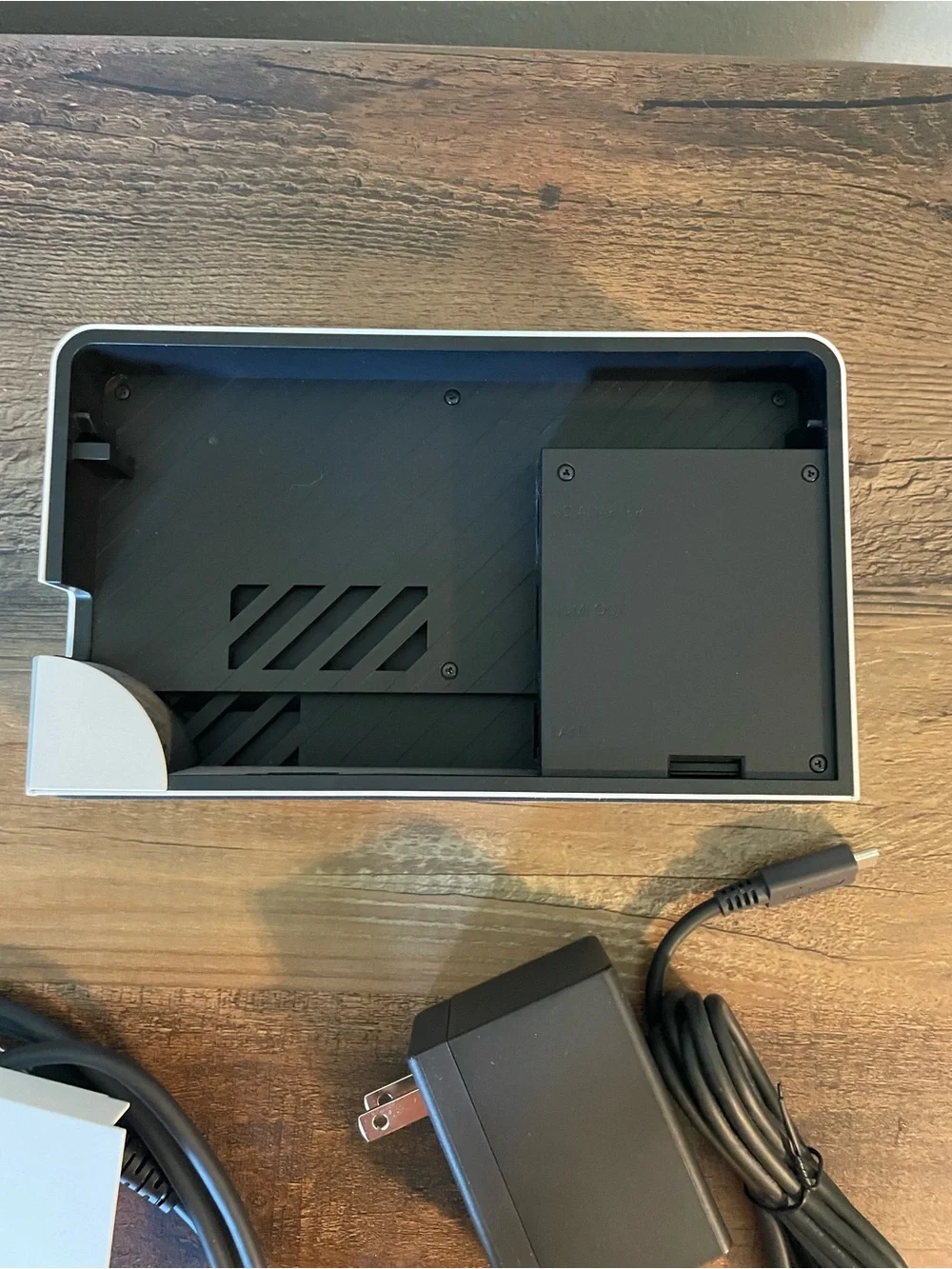 Nintendo White Switch OLED Dock with Black Power Cable